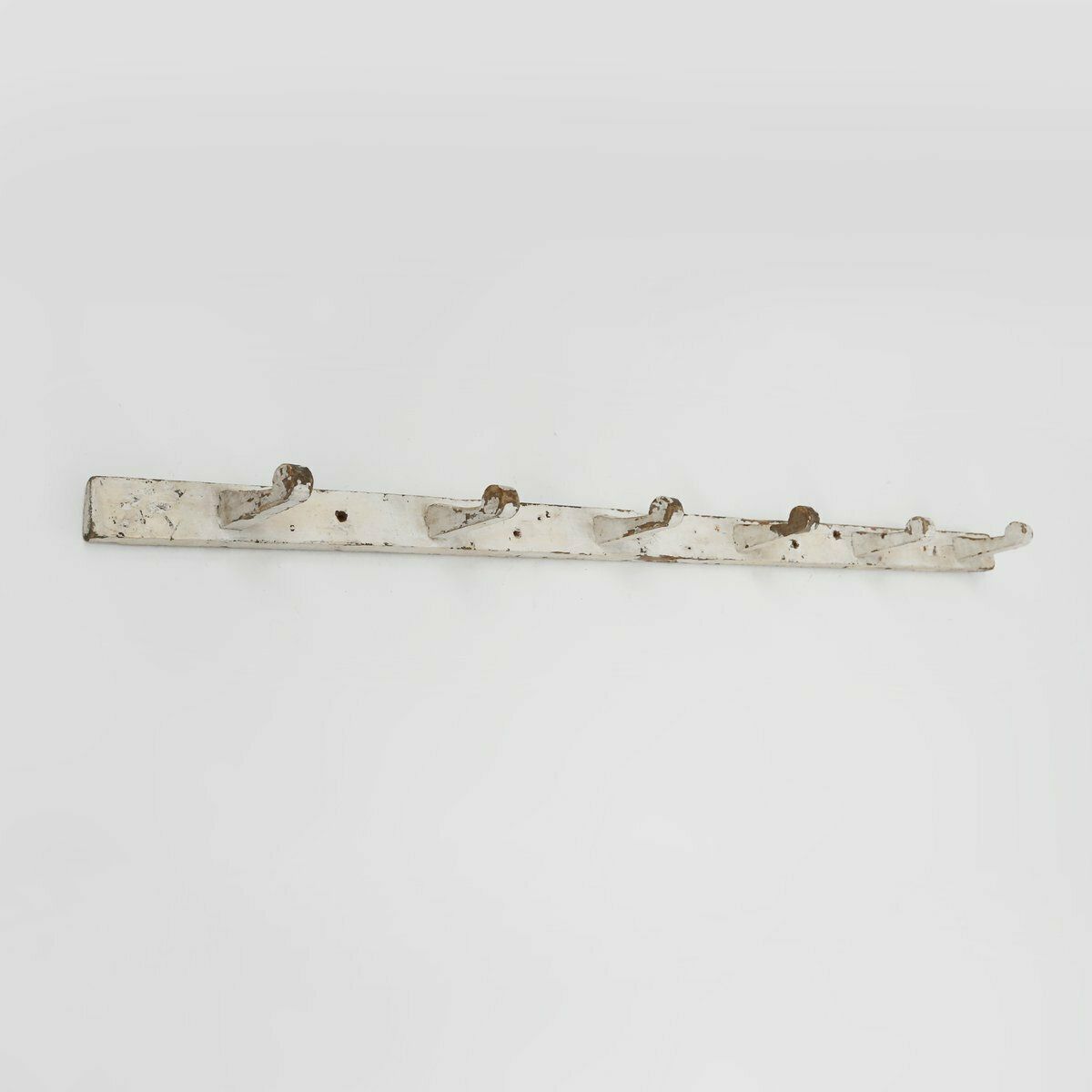 Industrial White Wall Mounted Coat Rack In Wood, Belgium, 1920s photo vintage