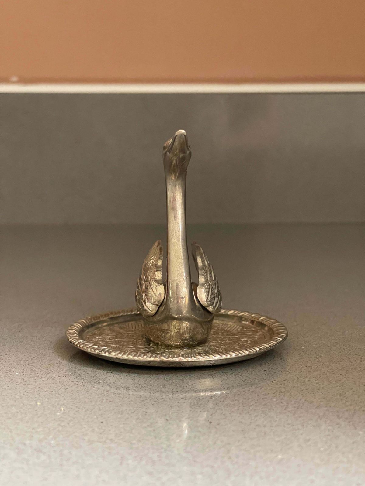 Antique Sliver Ring Holder Swann Birds Decorative Jewellery Organiser Home Décor photo for sale