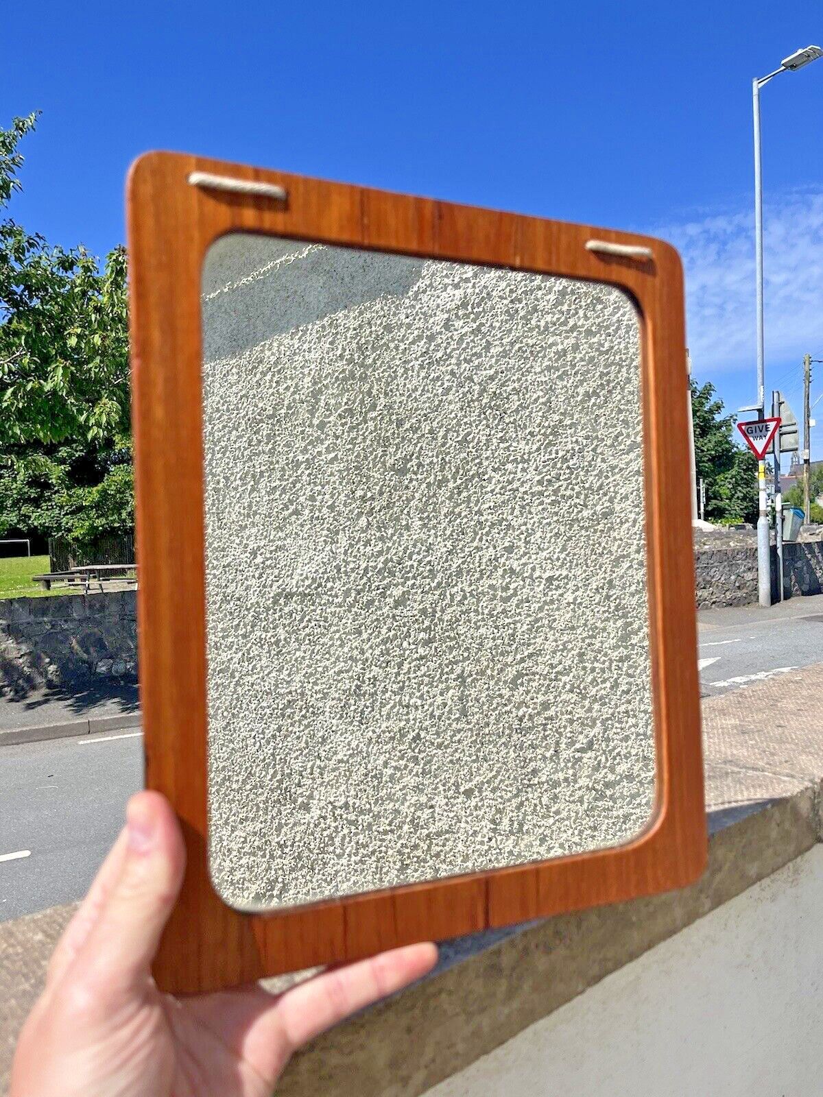 Home Decor Mid Century Modern Swedish Sowe Konst Sovestad Teak 60's Wall Mirror Scandi Mcm photo