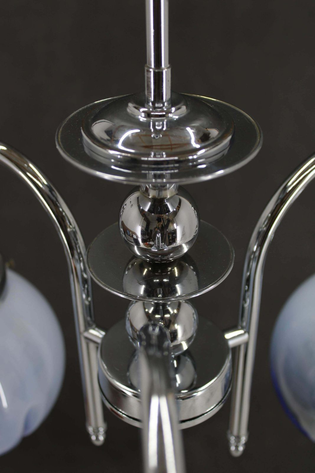 1960s Chrome Plated Chandelier With Murano Glass, Italy photo buy