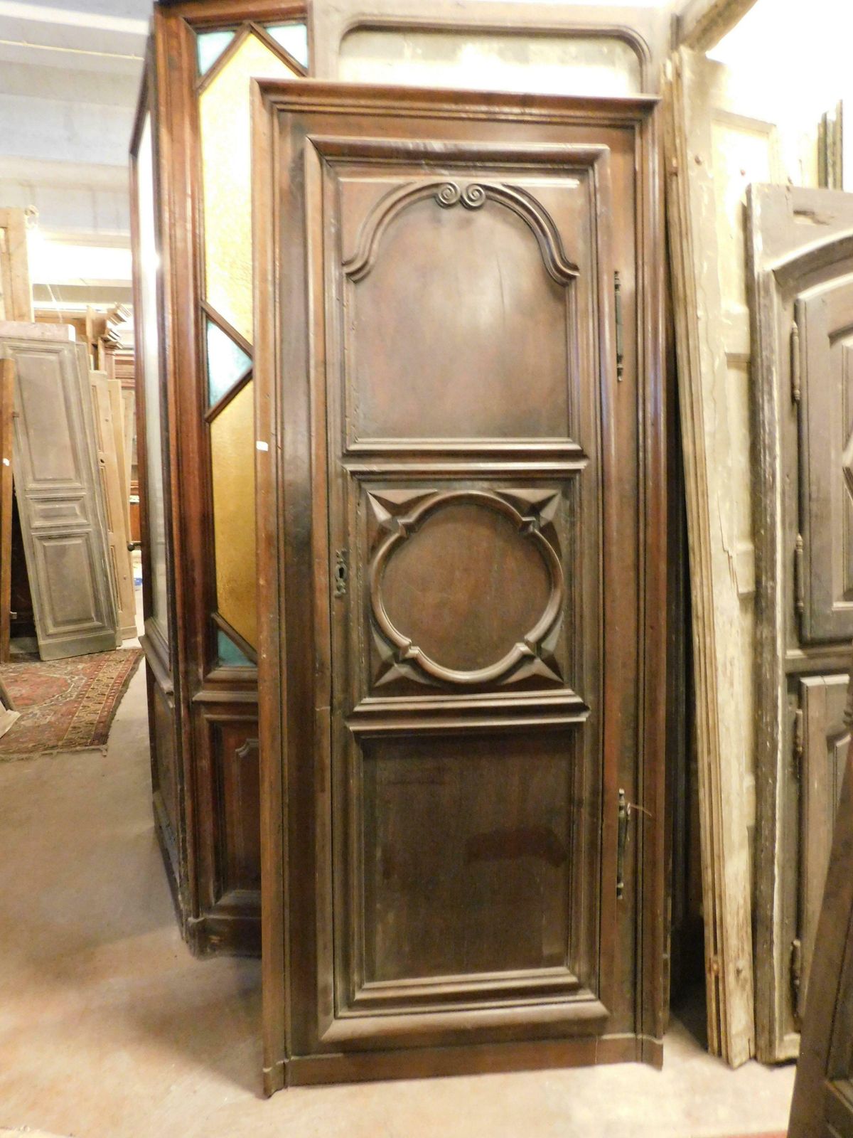Carved Wall Cabinet, Placard, Carved Walnut Wall Wardrobe, Italy photo for sale