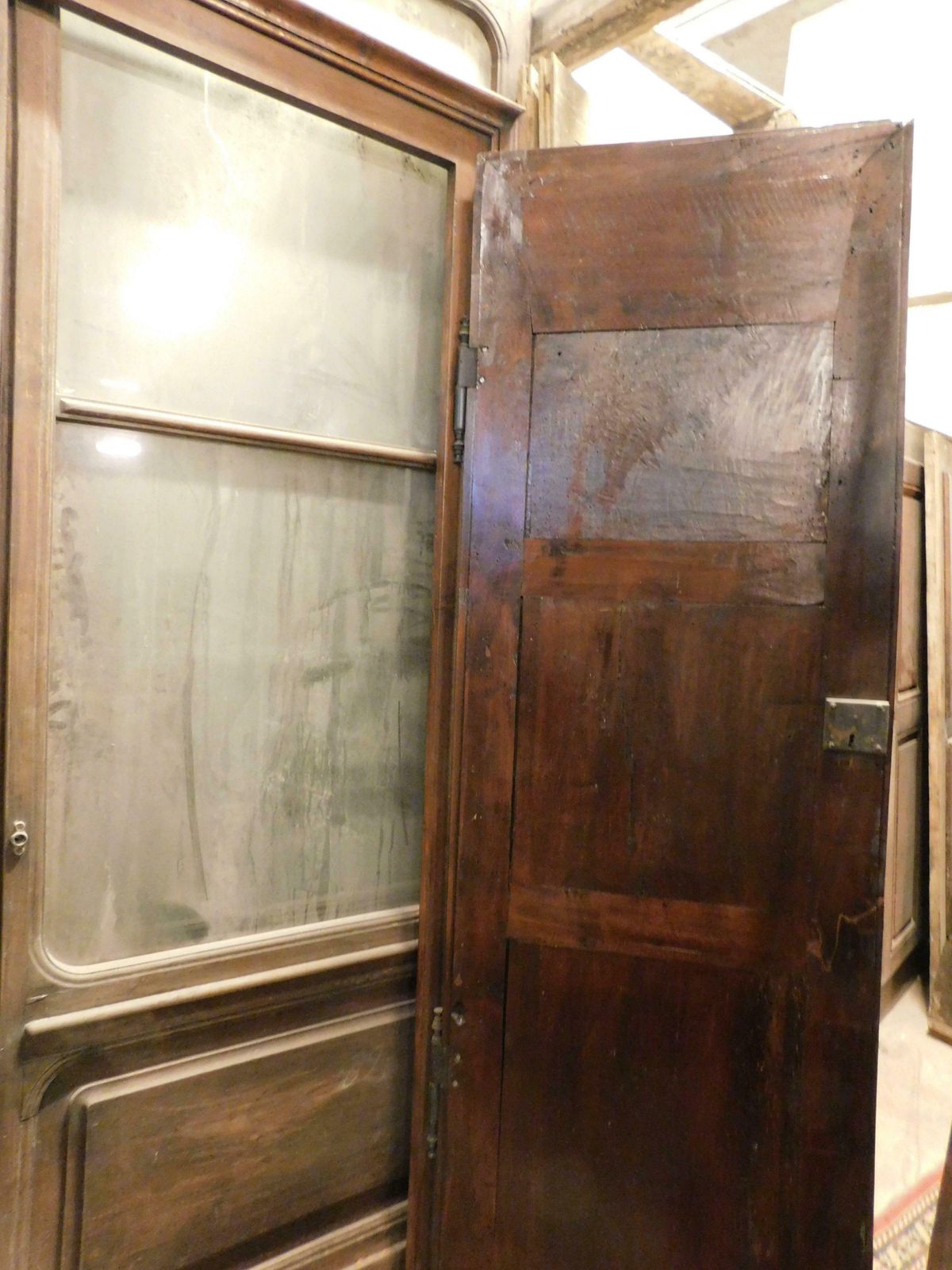 Carved Wall Cabinet, Placard, Carved Walnut Wall Wardrobe, Italy photo vintage