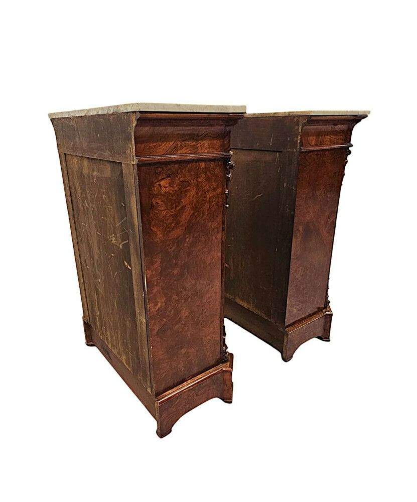 A Very Rare Pair Of 19th Century Carrara White Marble Top Cabinets photo buy