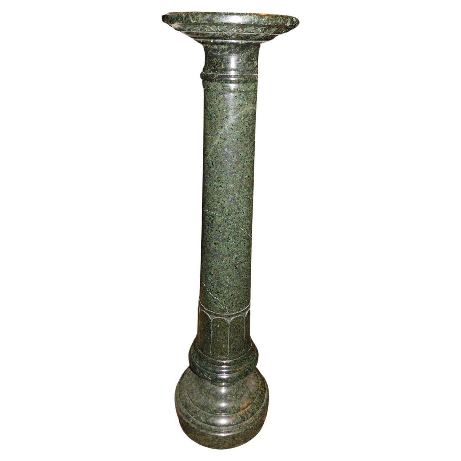 Column, Statue Holder, Carved In Verde Alpi Marble, Italy