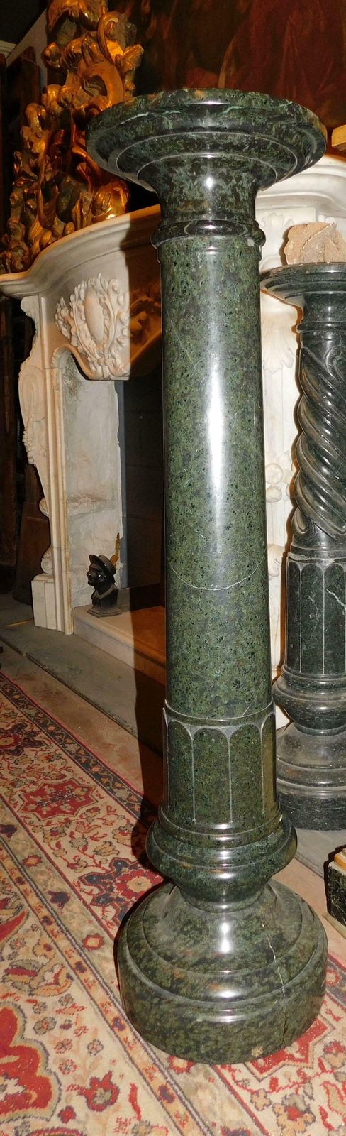 Column, Statue Holder, Carved In Verde Alpi Marble, Italy photo furniture
