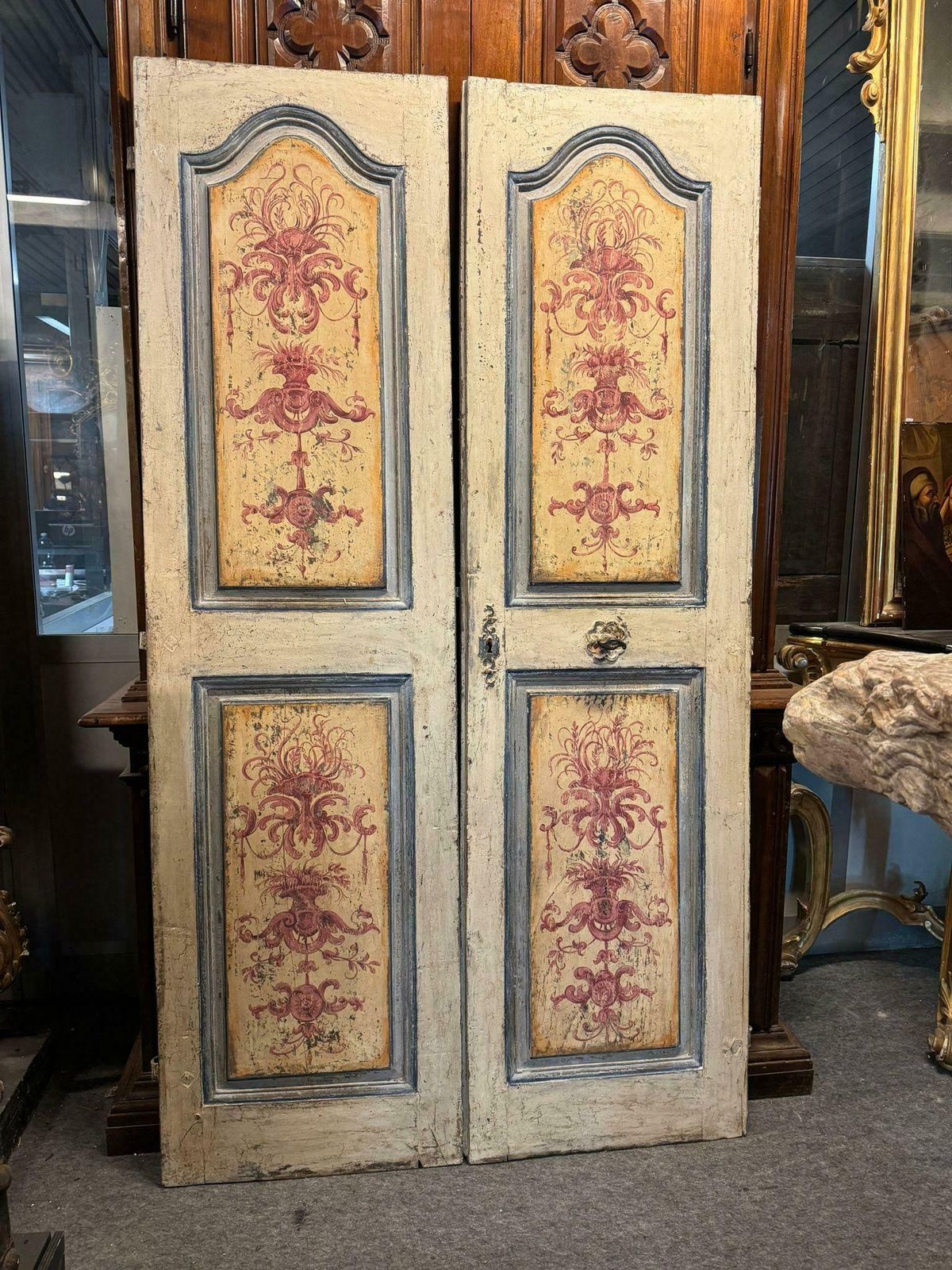 Home Fixtures Double Wing Interior Door, In Richly Painted Wood, Italy photo