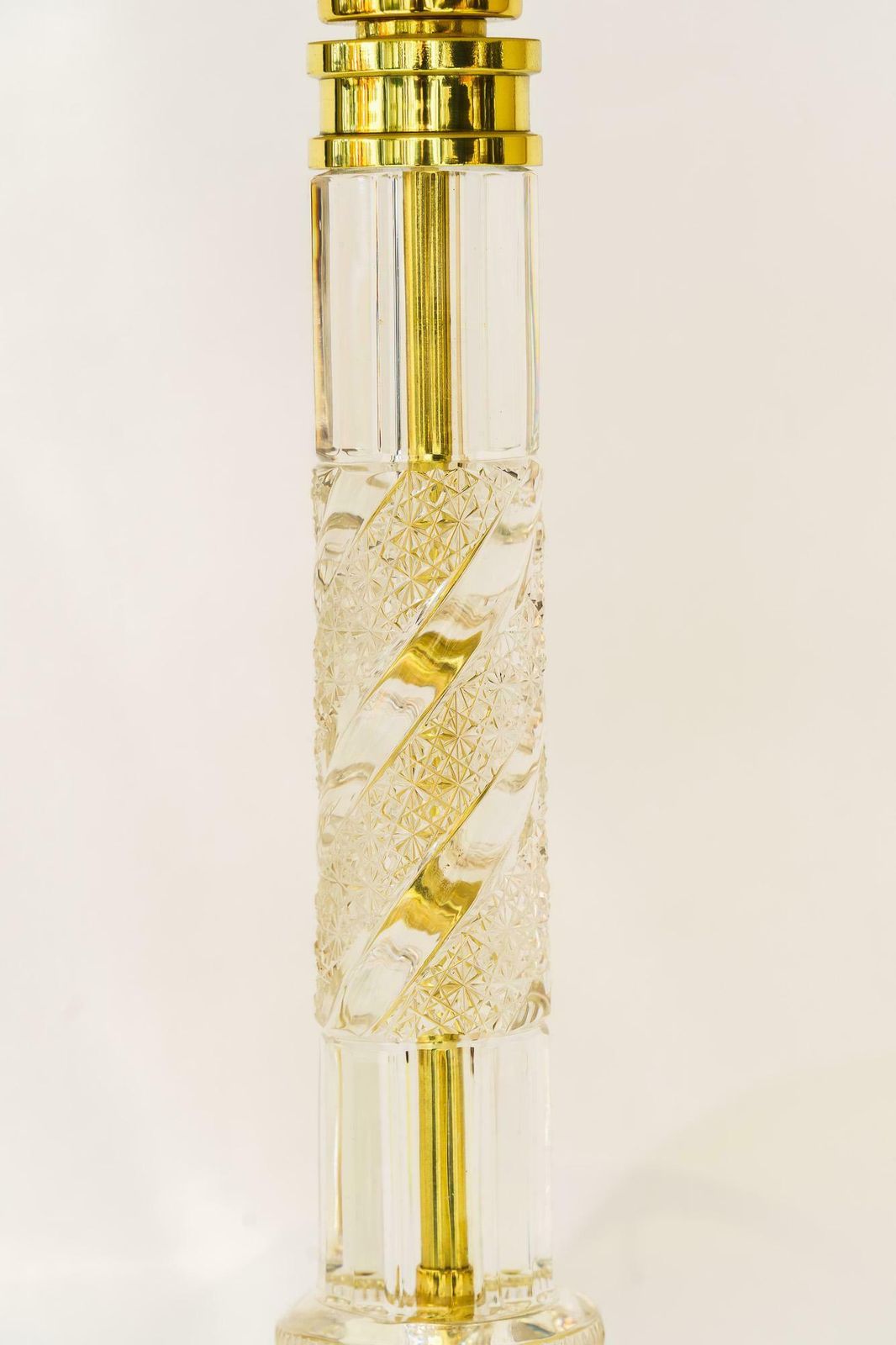 Big Art Deco Glass Rod Table Lamp With Fabric Shade Vienna Around 1920s photo for sale
