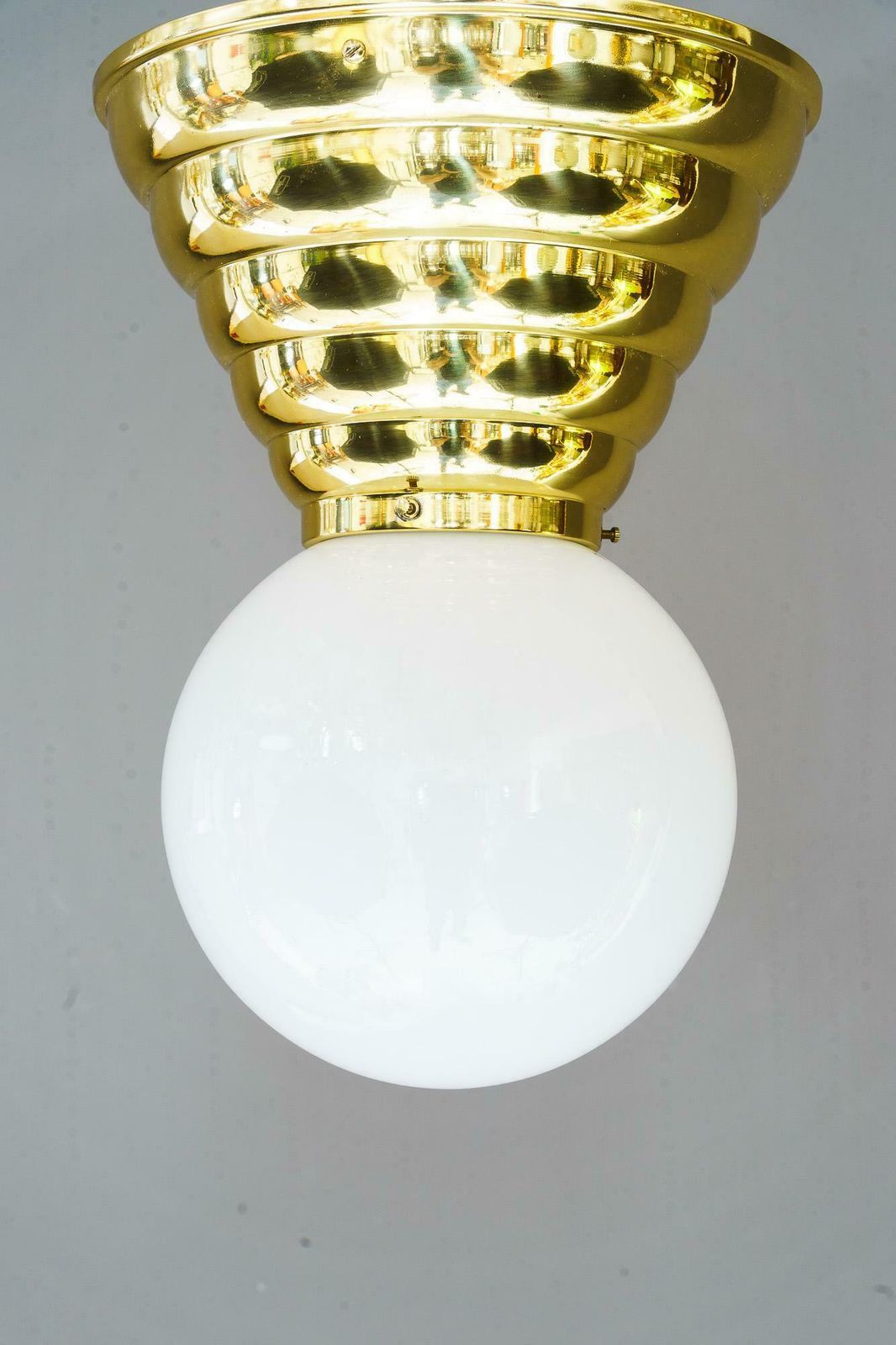 Art Deco Ceiling Lamp With Opal Glass Shade Vienna Around 1920s photo furniture