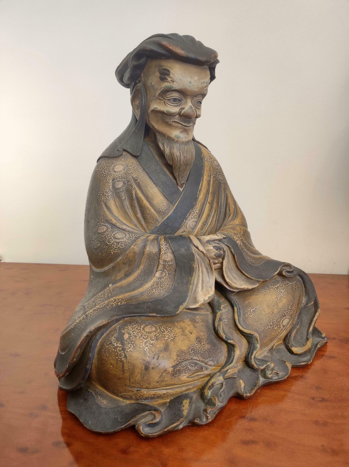 Japanese Old Man Statue, Tenmei Era, Dated 1781 photo furniture