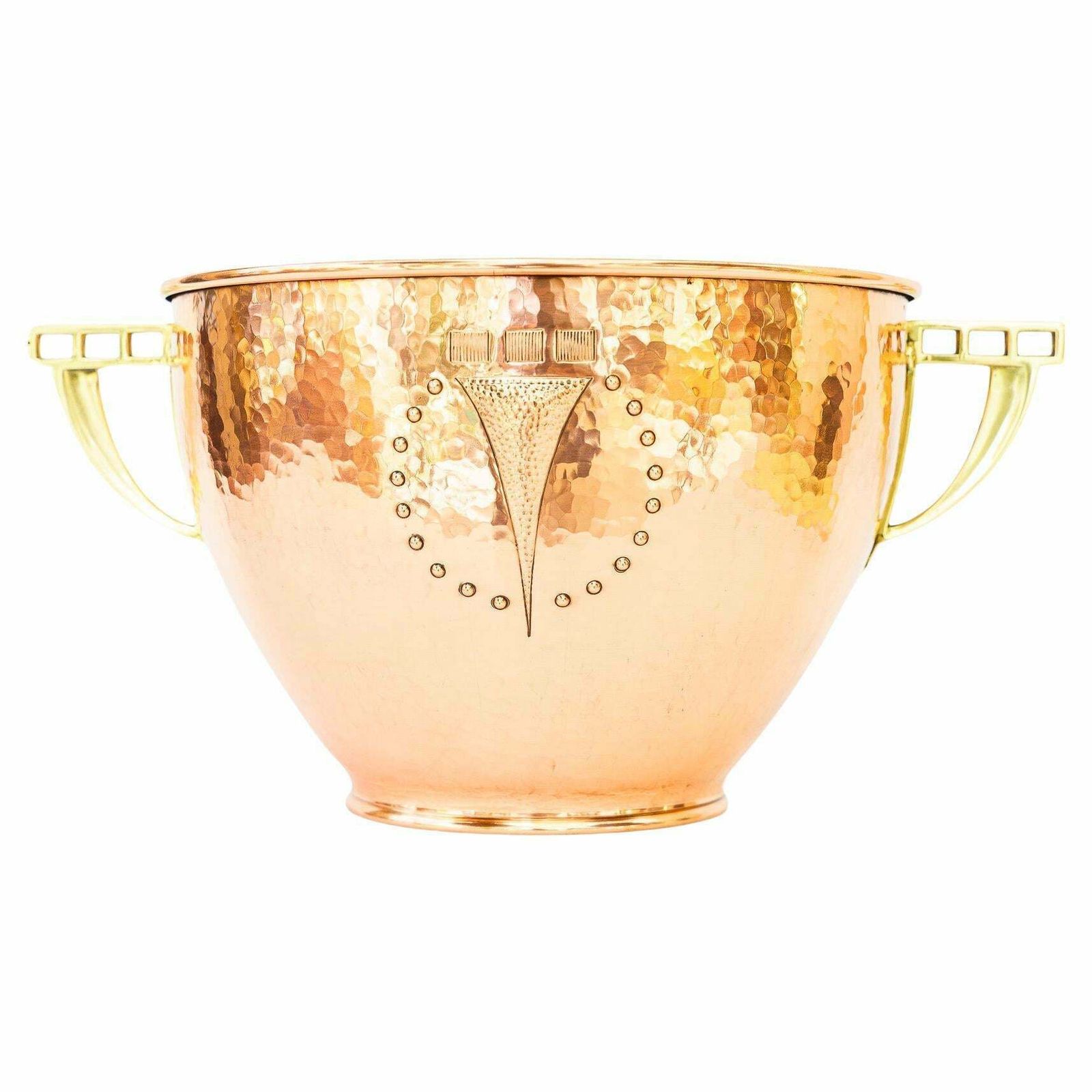 Art Deco Copper And Brass Palm Pott Vienna Around 1920s