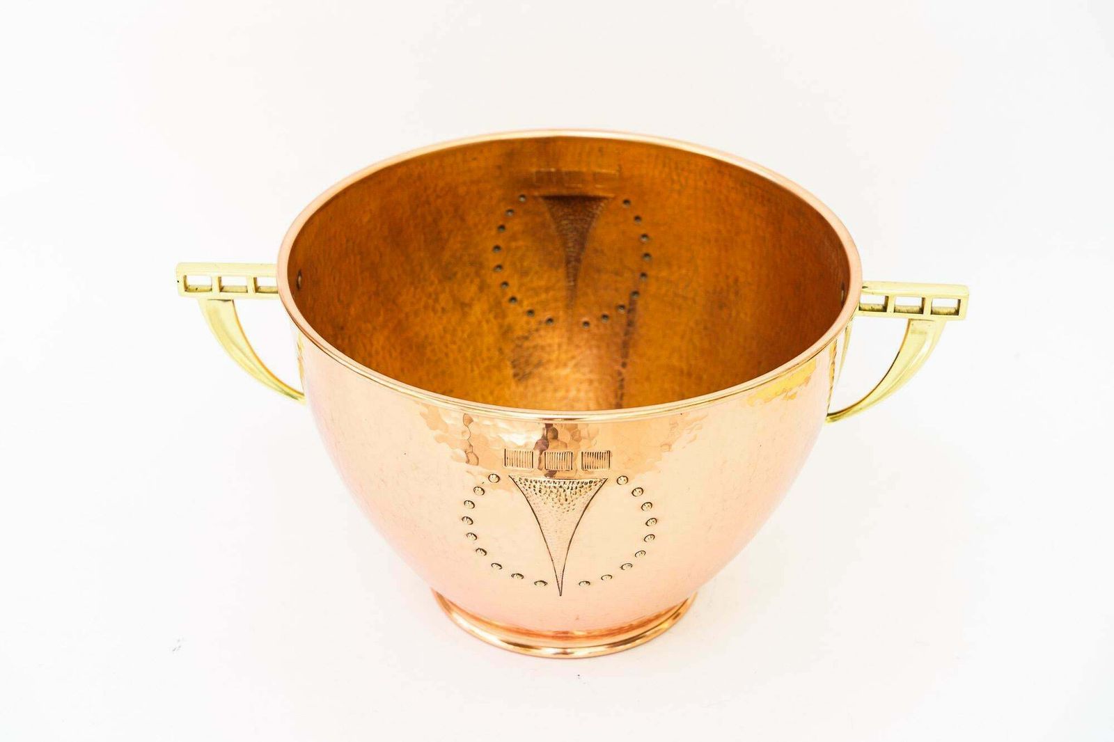 Art Deco Copper And Brass Palm Pott Vienna Around 1920s photo for sale