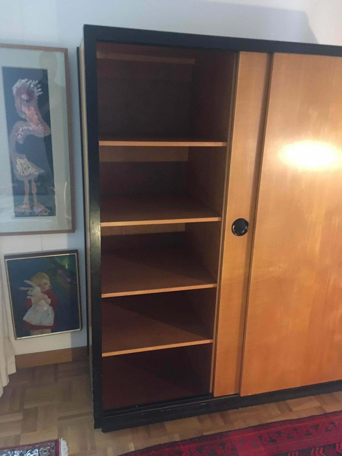 photo furniture 2 Teak Sliding Doors Wardrobe By Kurt Thut, Switzerland 1950s