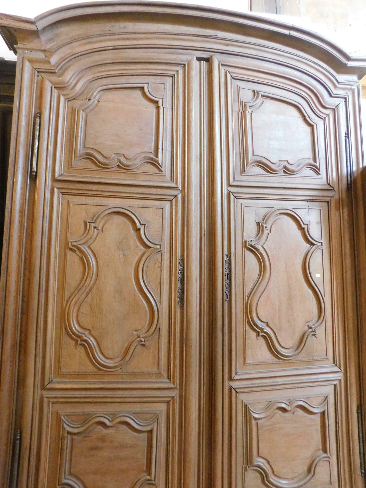 Placard, Wall Cabinet In Carved Oak Wood With Wavy Panels, France photo furniture