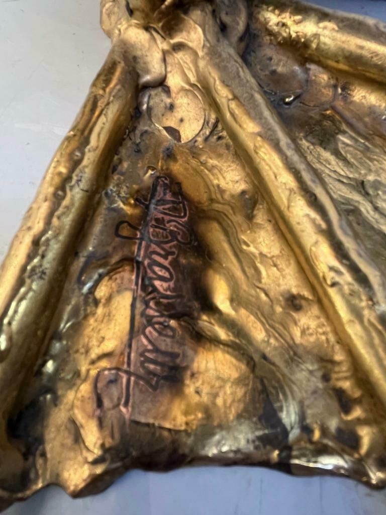 Jacques Duval Brasseur Signed Brass Pelican Obelisk Planter, France, Ca. 1970s photo vintage