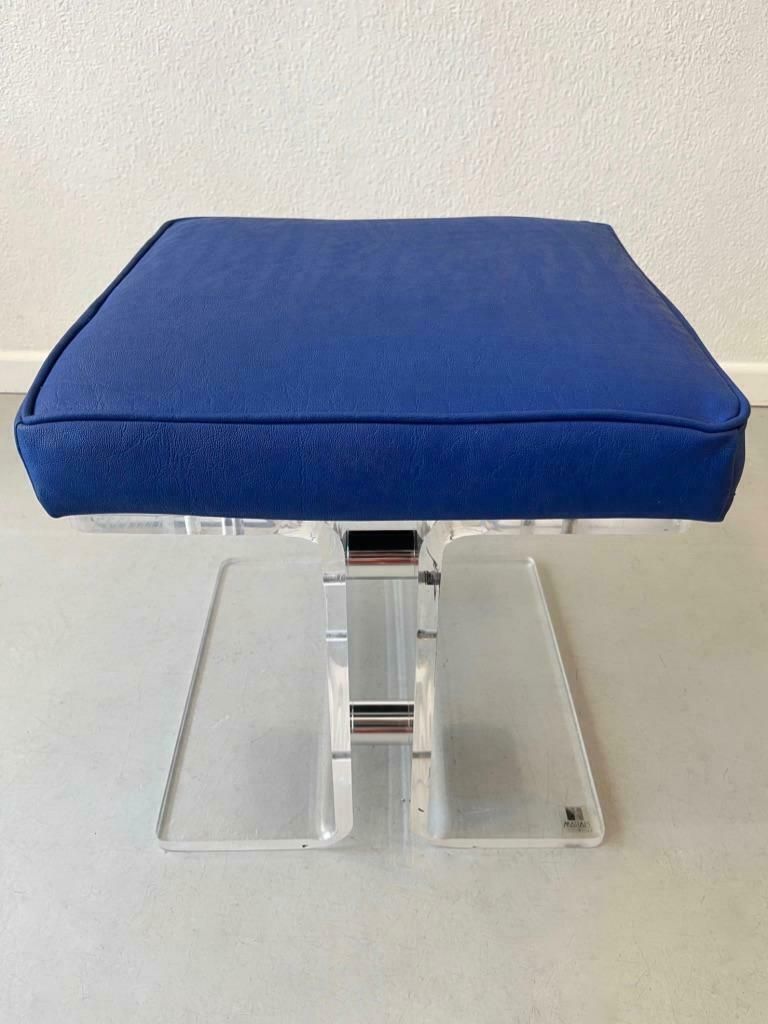 1/4 Vintage Acrylic & Faux Leather Stool By Marais International, France 1970s photo buy