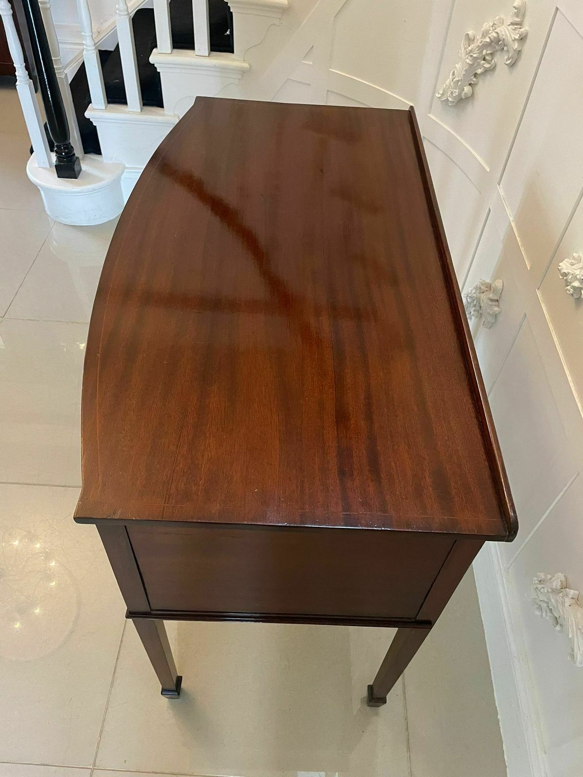 Antique Early 20th Century Mahogany Bow Front Inlaid Sideboard photo vinterior