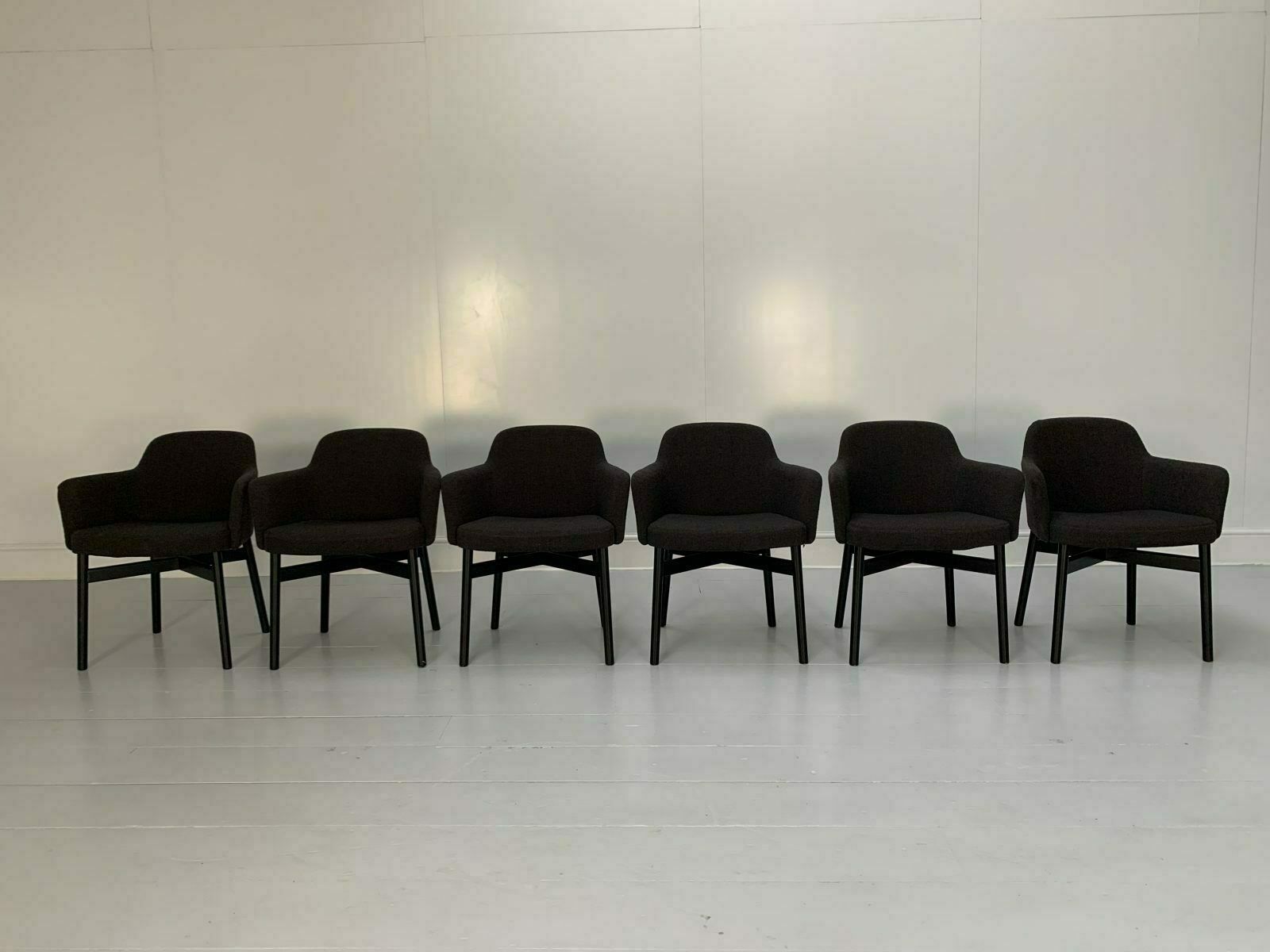 Suite Of 6 Knoll Studio “Krusin 016” Armchairs In Dark Boucle Wool
