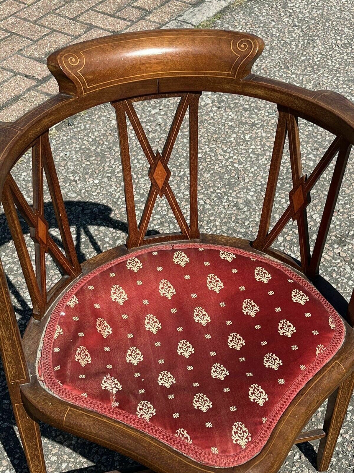 Antique Inlaid Mahogany Armchair photo 148.0