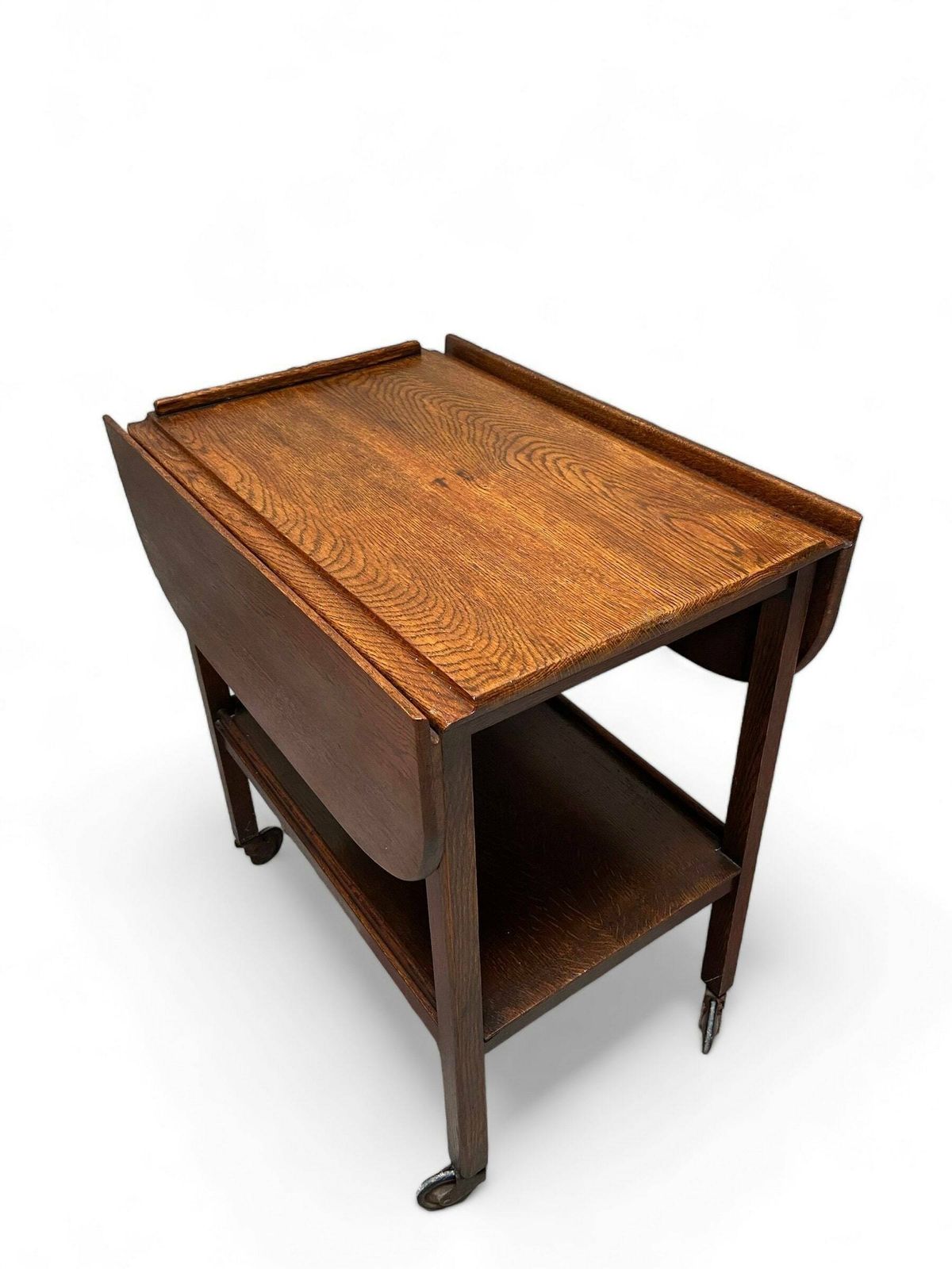 photo furniture Vintage Oak Two Levels Tea Trolley C1950 / Light Oak