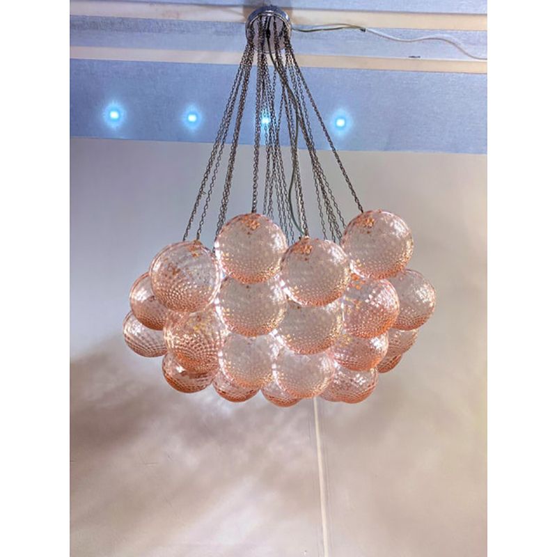 Contemporary Pink “Ballotton” Murano Glass Spheres Chandelier By Simoeng photo vinterior