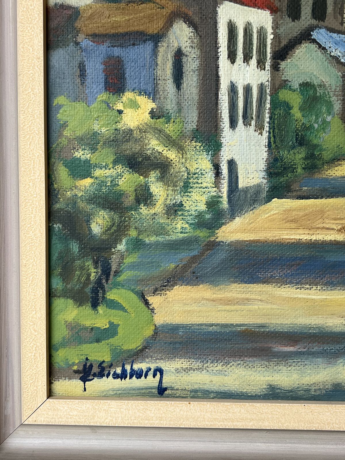 French Village Landscape Oil Painting By Listed Artist Jack Eichborn photo buy