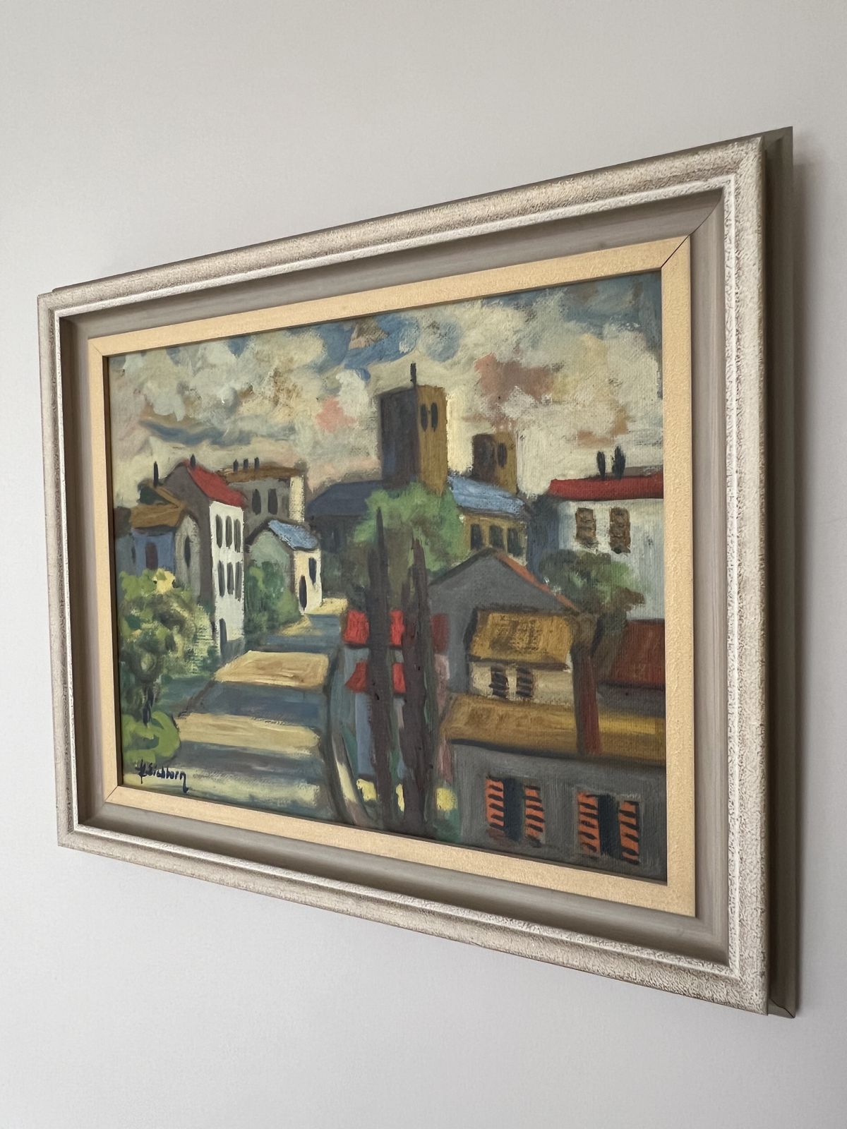 Art French Village Landscape Oil Painting By Listed Artist Jack Eichborn photo
