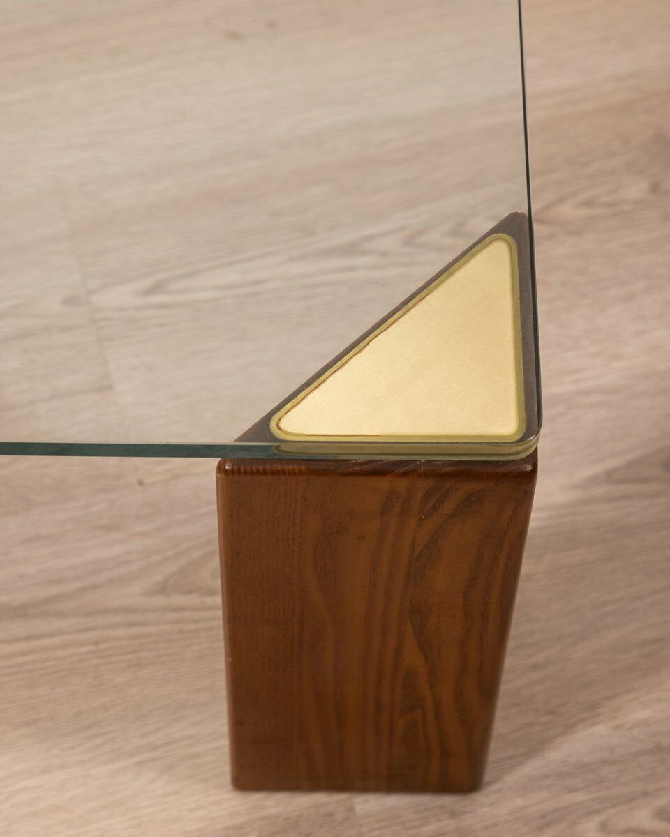 Vintage Italian Table In Wood And Glass, 1908s photo Furniture