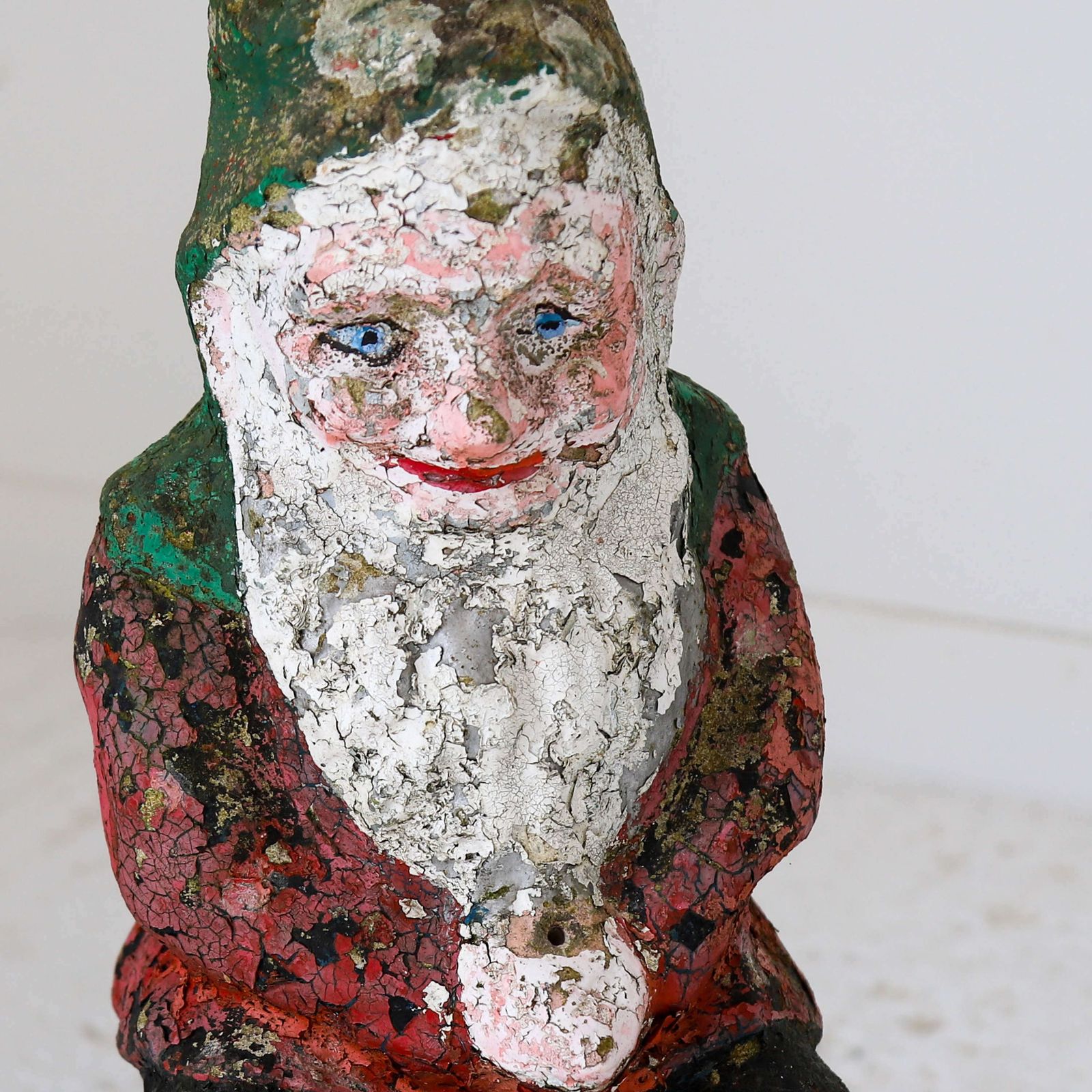 English Circa 1930s Garden Gnome Cast Stone Original Flaky Paint photo buy
