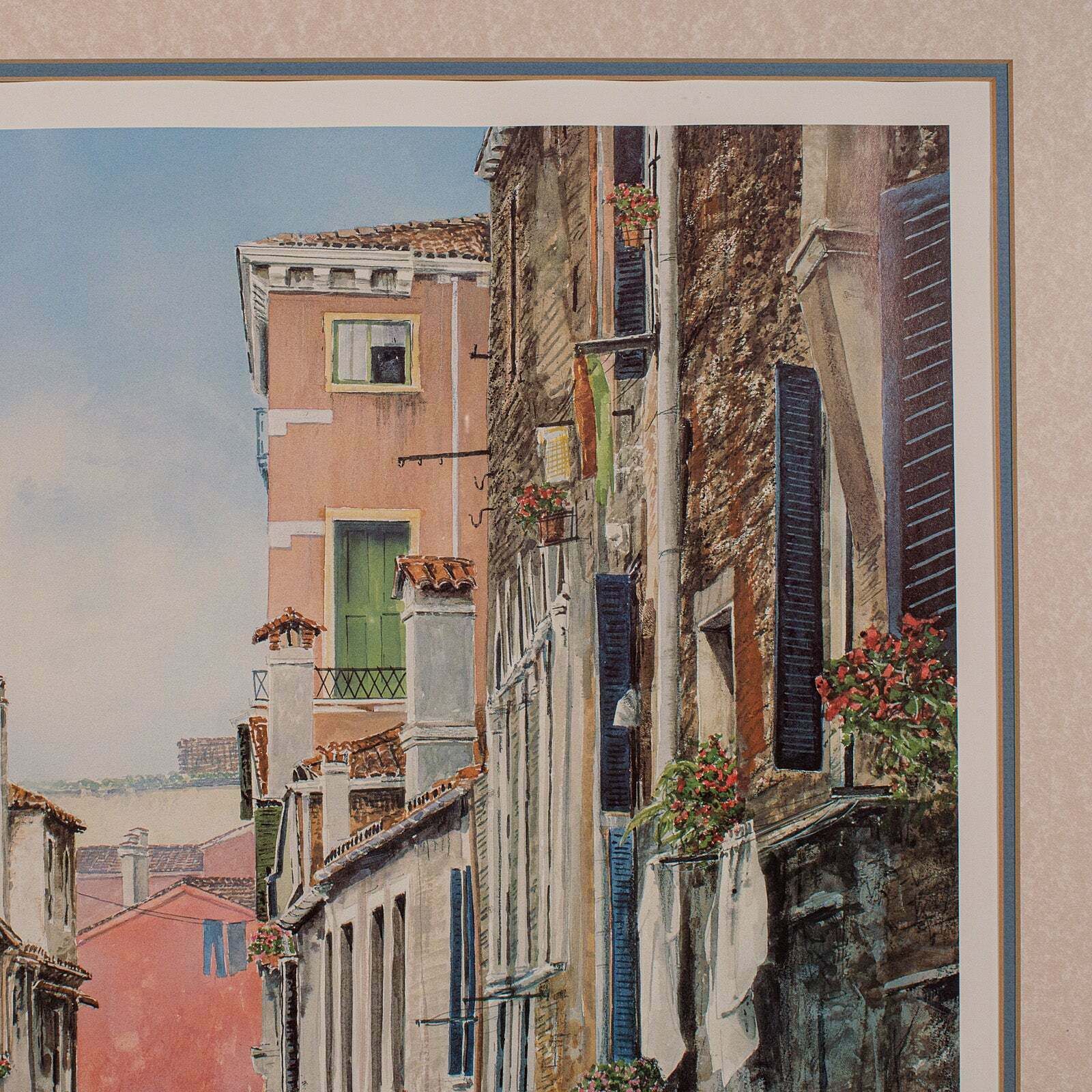 Large Contemporary Venice Print, Continental, Framed, Venetian Canal Scene, Art photo 795.0