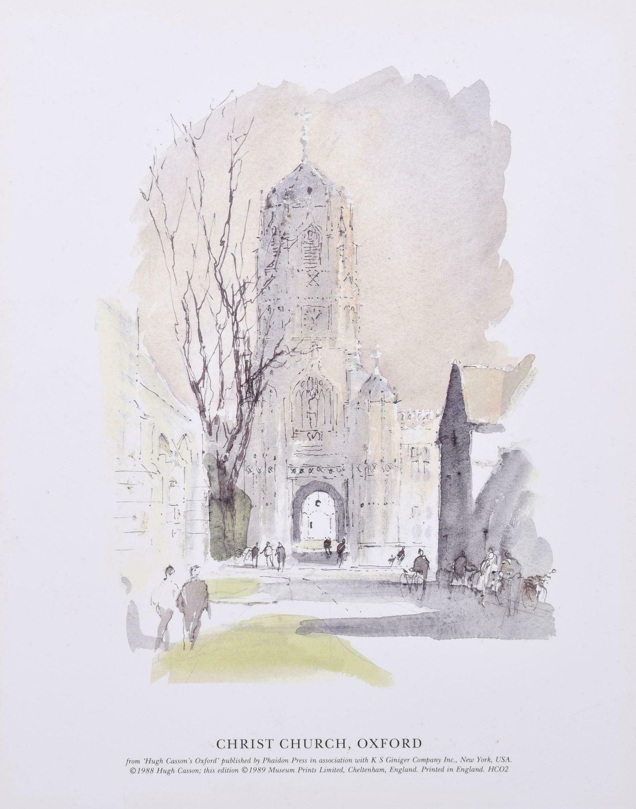 Christ Church, Oxford Lithograph By Hugh Casson 1989