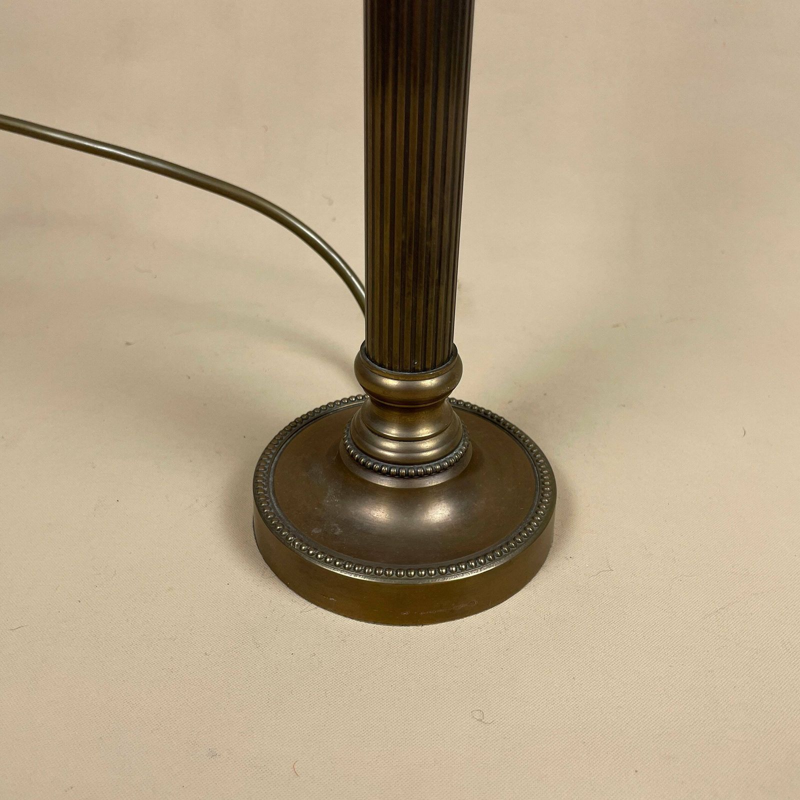 Antique Metal Gold Brass Lamp Light Bedside Side Table Desk Column Ornate Detail Round Base Antique Medium Vintage Pattern Candle Valsan photo for sale