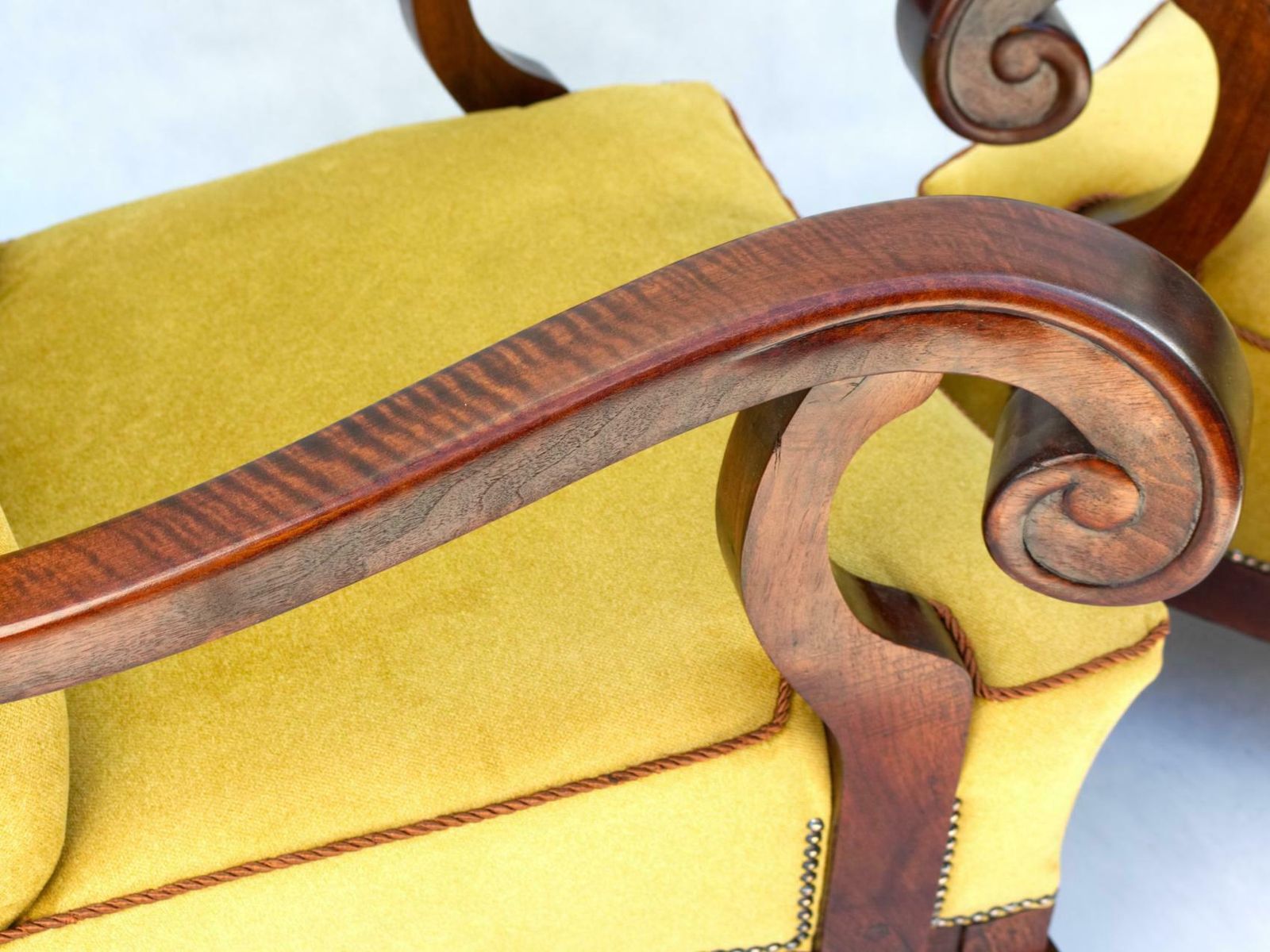 Hand Carved Walnut Art Nouveau Armchairs, Circa 1920 photo for sale