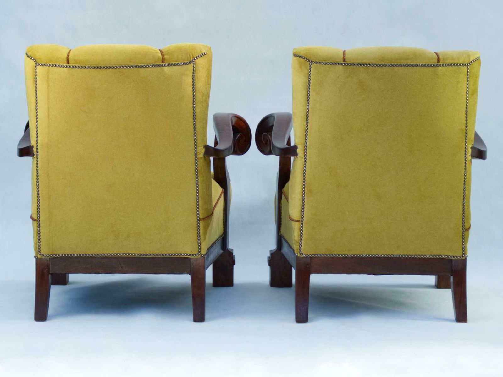 Hand Carved Walnut Art Nouveau Armchairs, Circa 1920 photo 5521.0