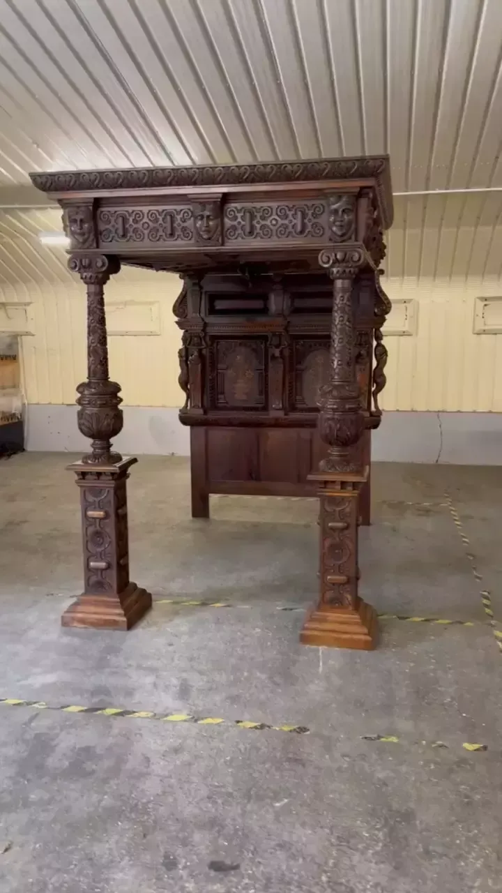 Large & Important Antique Circa 1600 Charles I Documented English Oak Tester Bed photo furniture