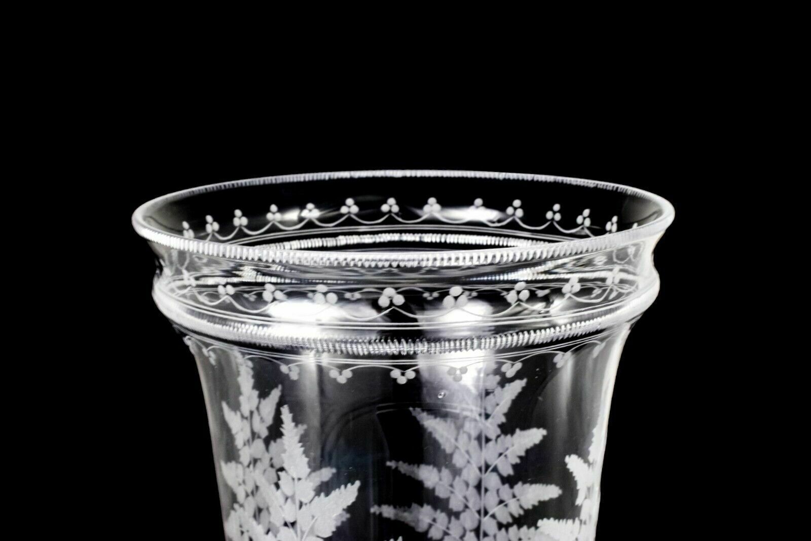 Antique Victorian Mappin Webb Glass Celery Vase Fern Engraved Silver Plated Swan photo buy