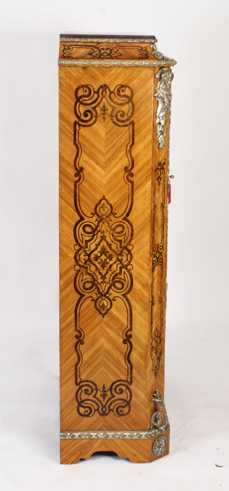 photo furniture Antique Loius XV Revival Marquetry Kingwood Vitrine Display Cabinet 19th Century