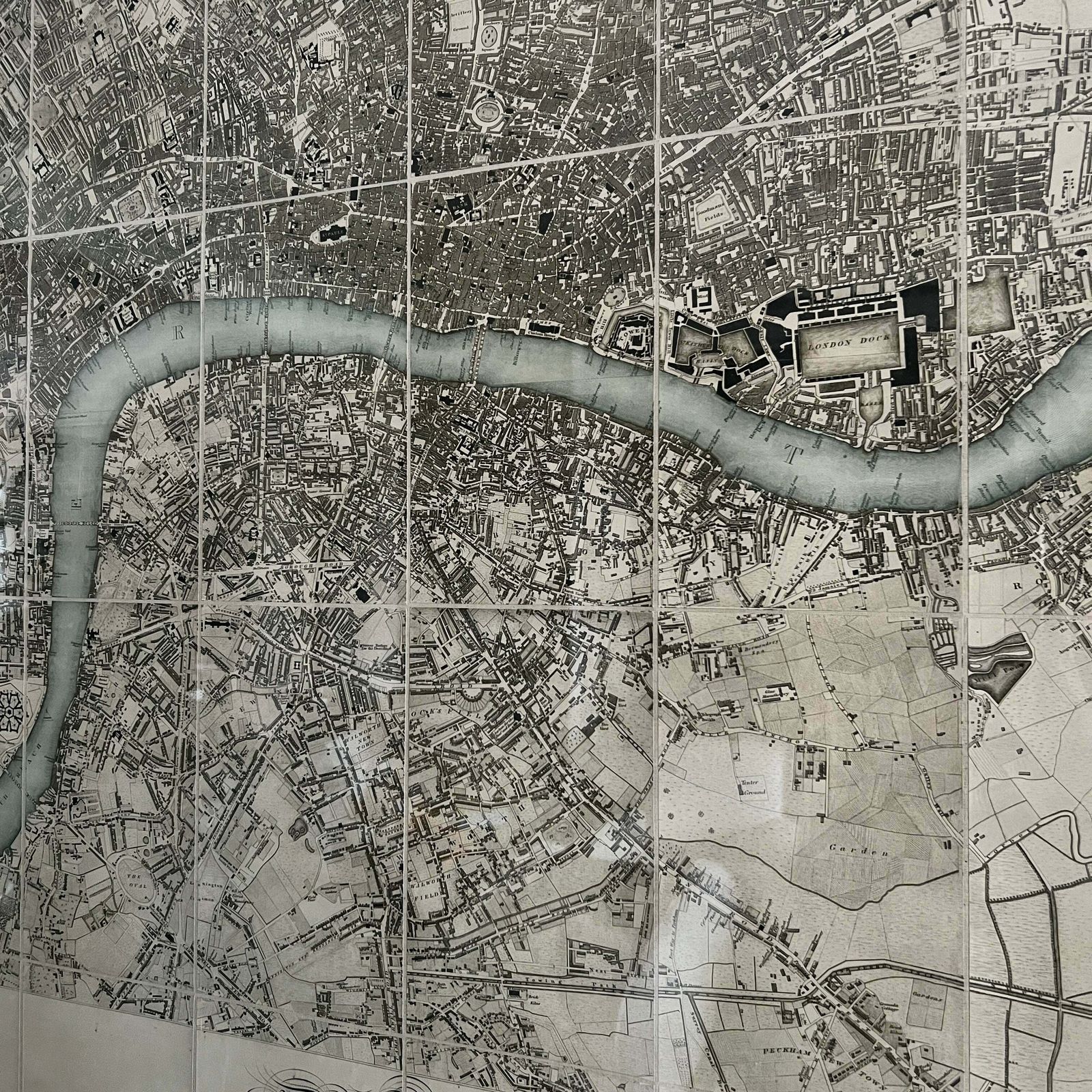 Greenwood's London Map Circa 1827   Large photo vintage