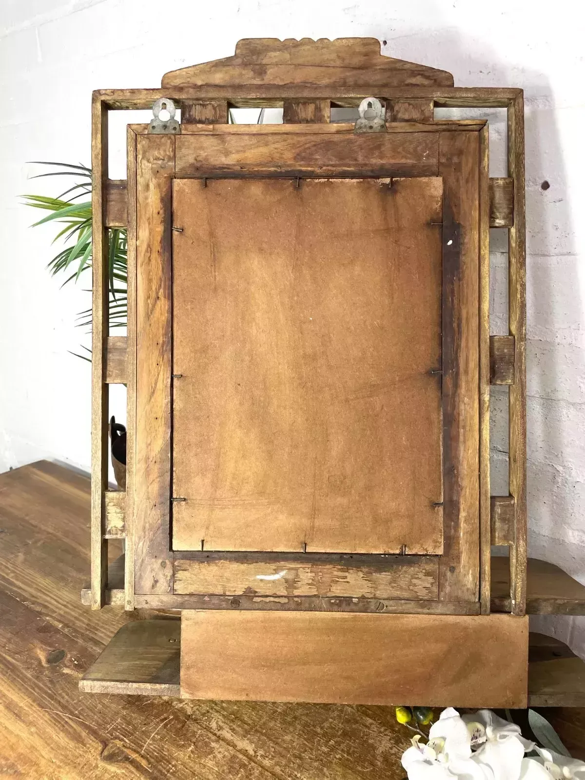 Antique Indian Colonial Wooden Bathroom Shaving Wall Mirror photo Home Decor