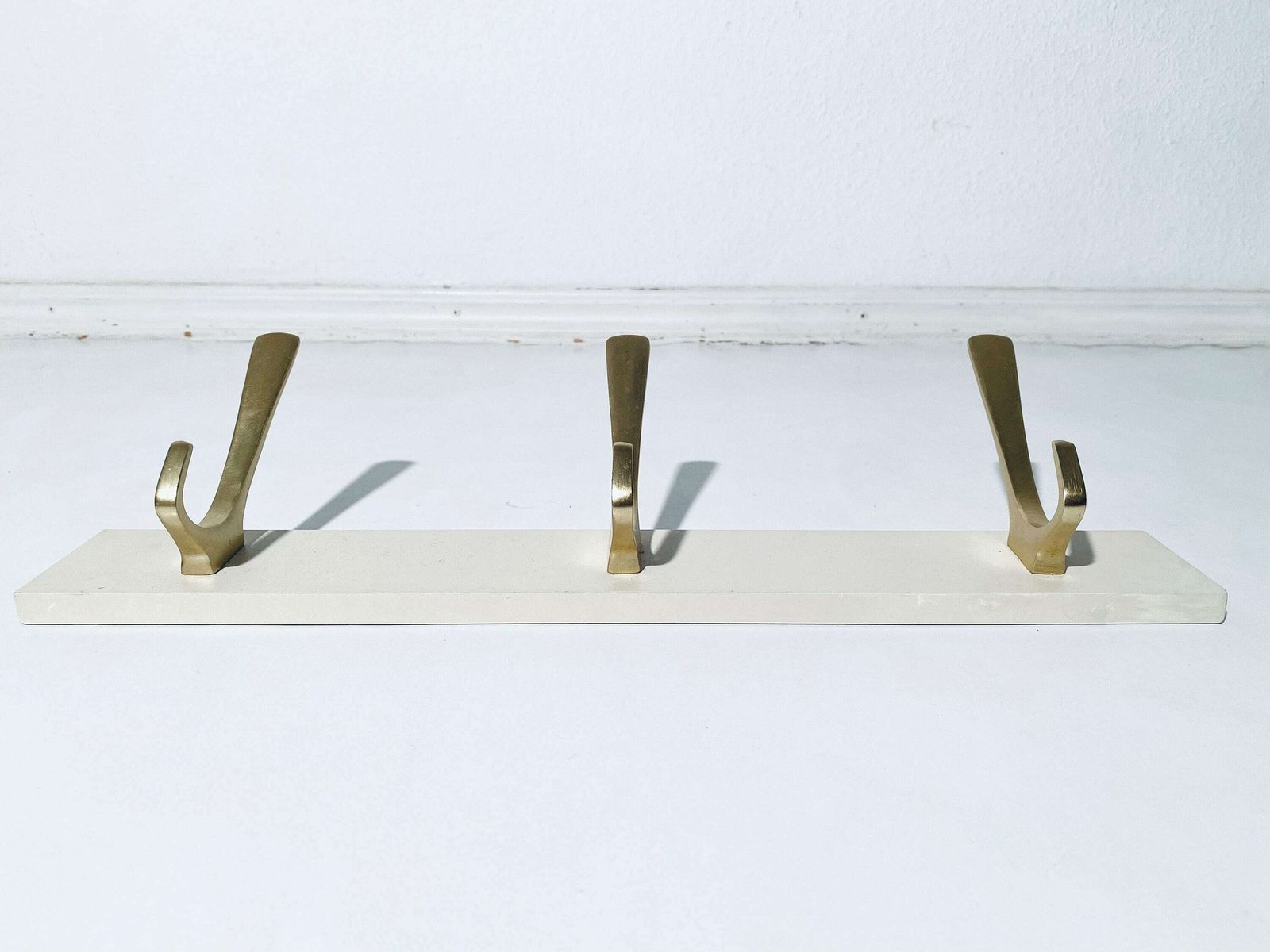 Elegant Mid Century White & Gold Wooden Coat Rack Hook / Vintage Rockabilly Decor 1950s photo buy