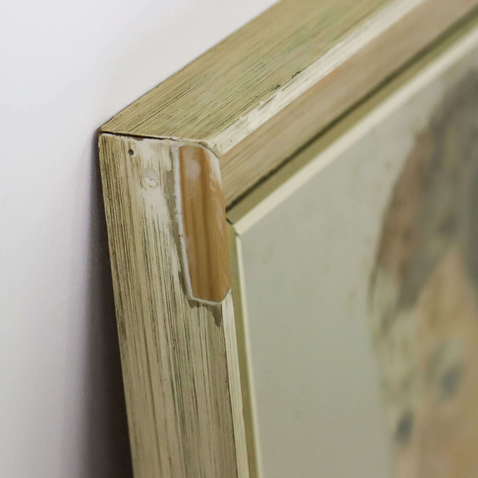 Pastel Portrait Of Young Boy Wood Frame Behind Glass Circa 1970s photo vinterior