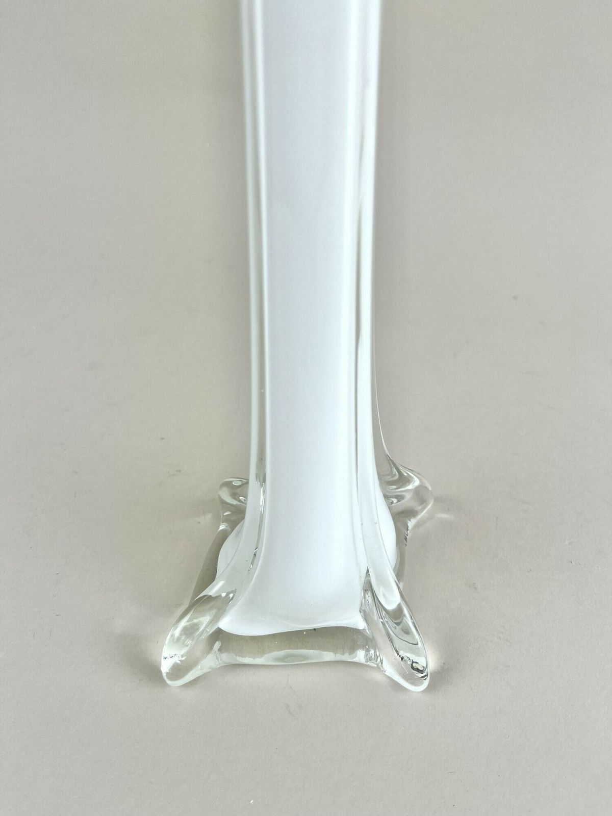 20th Century White/ Clear Murano Glass Long Neck Vase, Italy Ca. 1960 photo furniture
