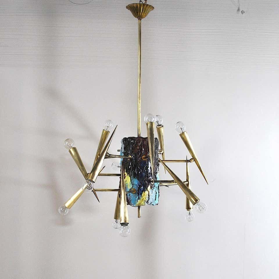 9000.0 Leonardi Leoncillo Italian Chandelier, 1950s For Lumi photo