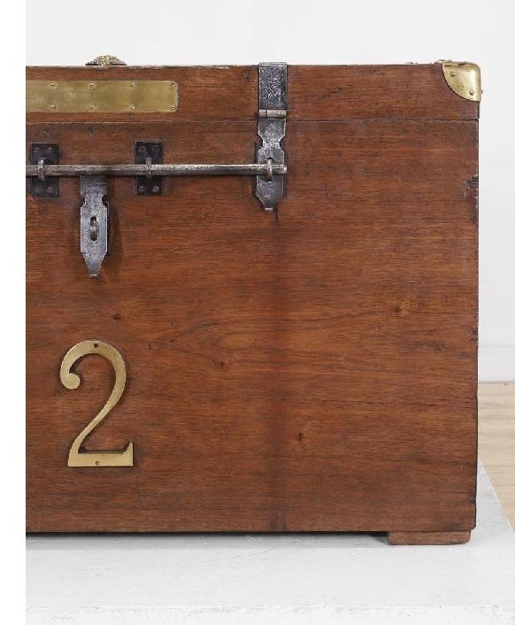 Victorian Teak Military Chest With ‘V R’ Brass Insignia photo buy