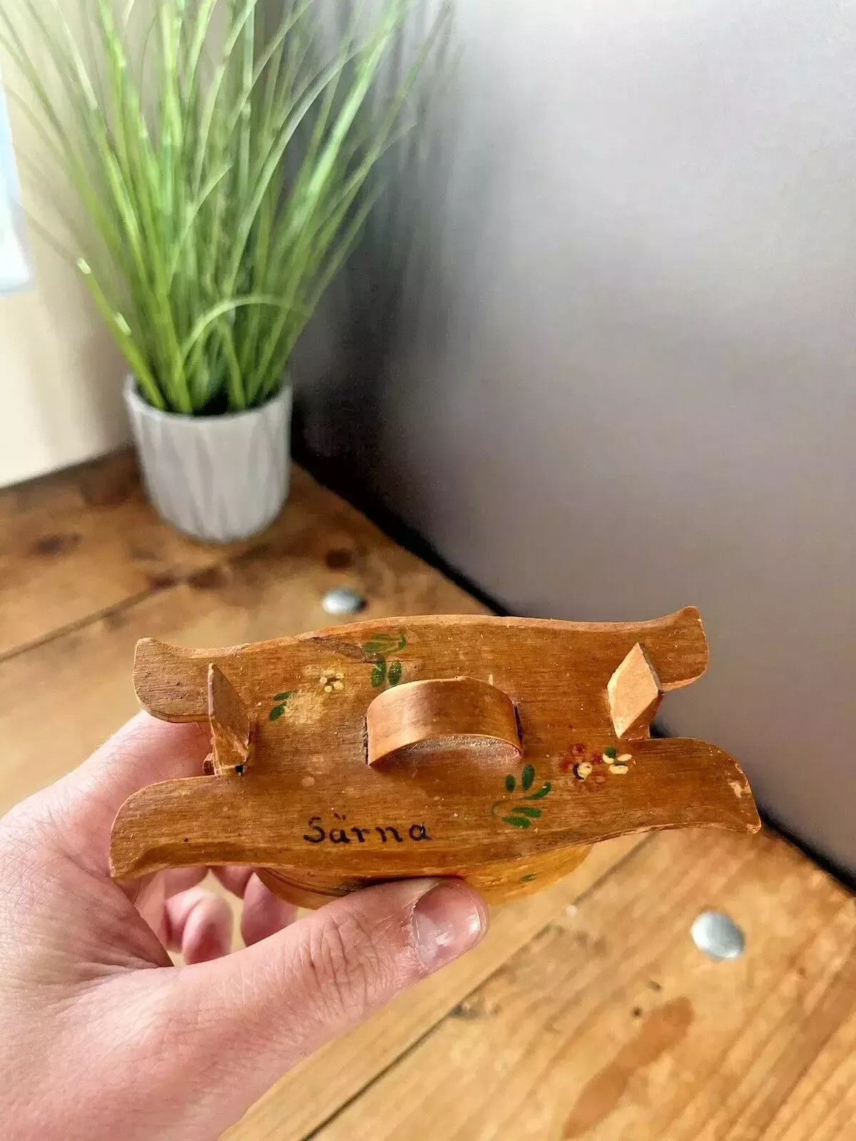 Mini Antique Swedish Svepask Tine Bentwood Folk Art Painted Box Scandi Kitchen photo 60.0