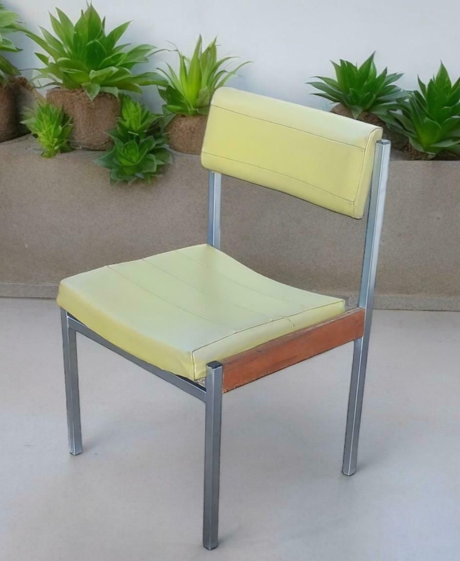 Mid Century Godfrey Syrett Olive Vinyl And Chrome Chair. photo vinterior
