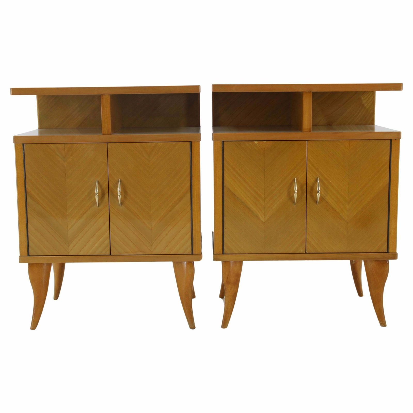 1960s Pair Of Nightstands In Ash Finish , Italy
