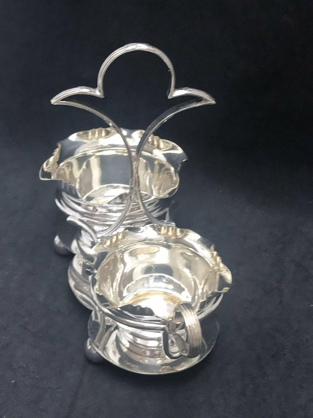 Victorian Milk Jug Creamer And Sugar Bowl Set, Silver Plated On Stand Holder By Yeoman Breakfast Set Jam Bowl English Tea Table Decor photo buy