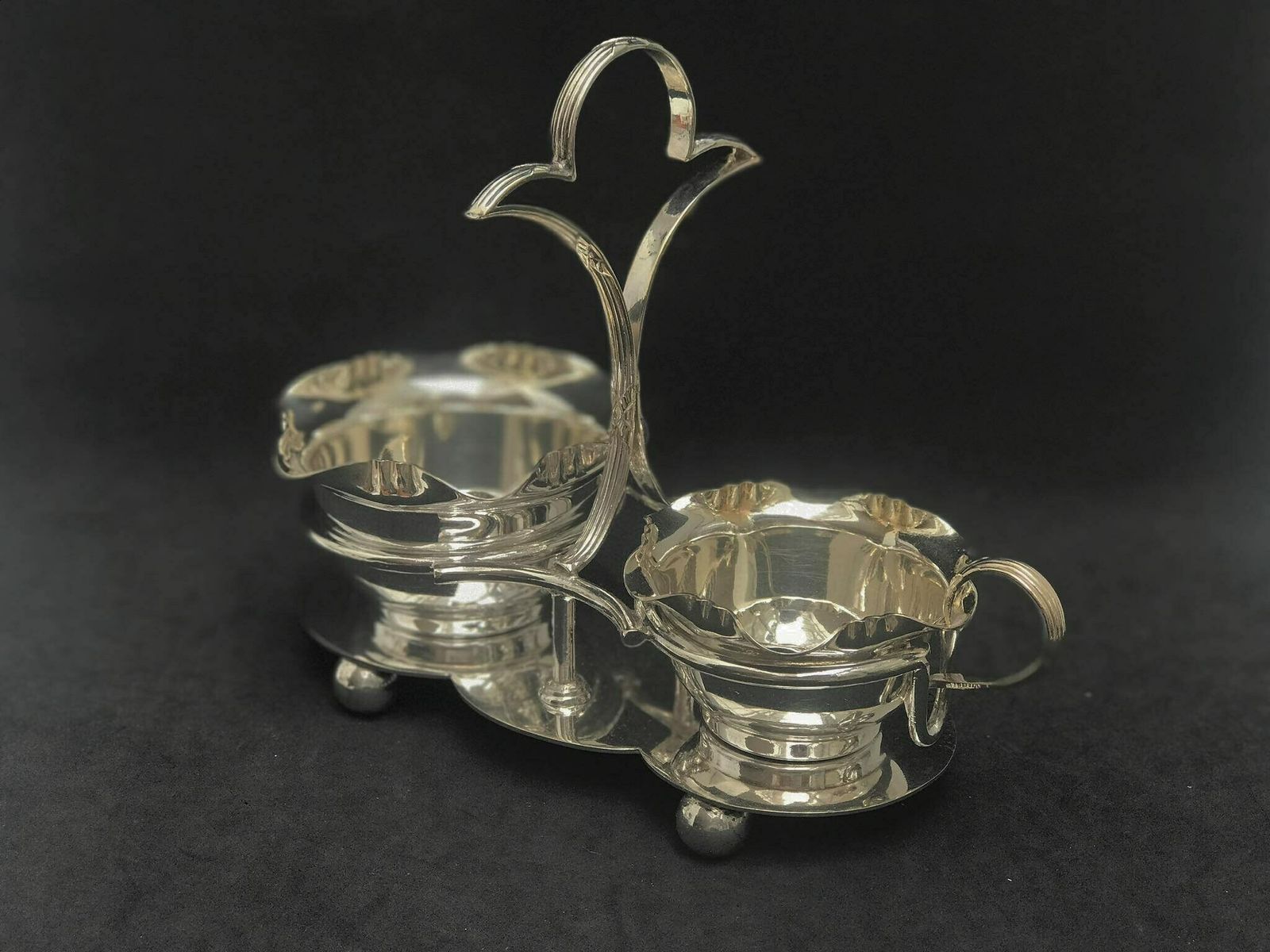 photo for sale Victorian Milk Jug Creamer And Sugar Bowl Set, Silver Plated On Stand Holder By Yeoman Breakfast Set Jam Bowl English Tea Table Decor
