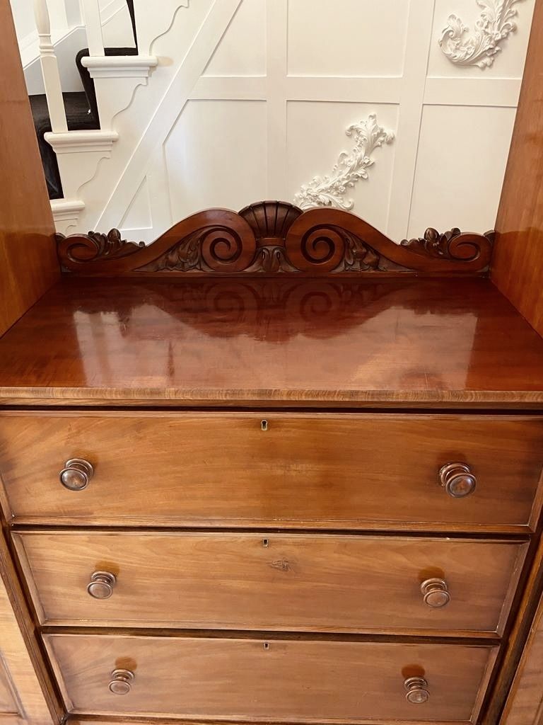 Furniture Large Unusual Antique 19th Century Quality Mahogany Wardrobe photo