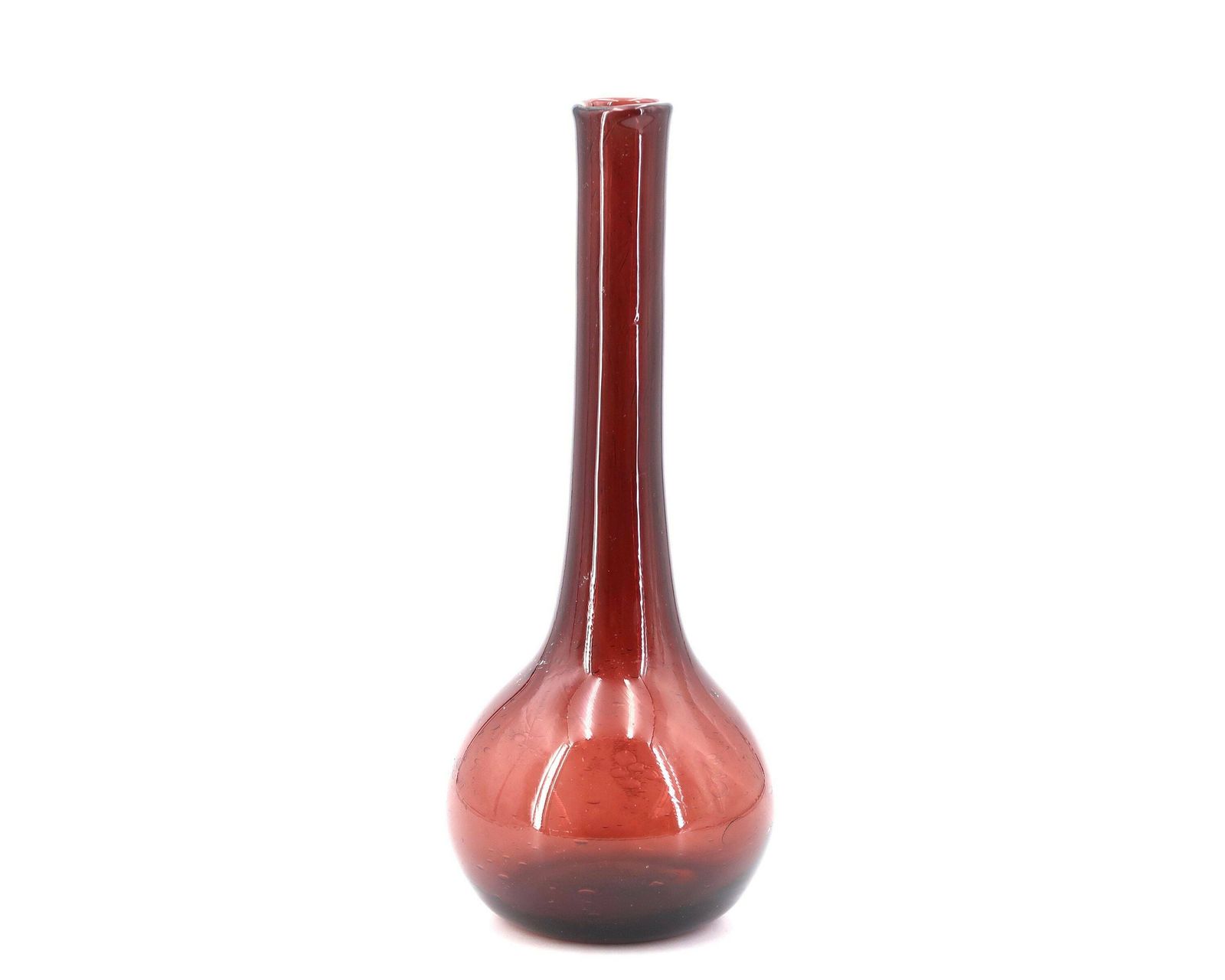 French Burgundy Glass Vase From Biot, 1970s / Provence, Costa Riviera, France, Minimalist photo furniture
